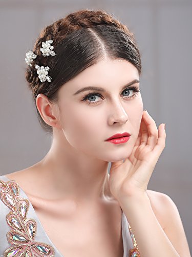 Yean Bridal Silver Hair Pins Set, Wedding Decorative Rhinestones Hair Pins for Women and Girls (Set of 3) - Thumbnail 3