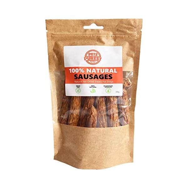 Pets-Purest-100-Natural-Dog-Chews-Air-Dried-Sausage-Treats-for-Dogs-Just-Two-Ingredients-Pork-Beef-Grain-Gluten-Lactose-Free-Delicious-Healthy-Raw-Dog-Treat-for-Dog-Puppy-Adult-Senior-200g Pets Purest Natural Dog Treat Chews - 100% Healthy Air-Dried Pork & Beef Sausage Meat Treats for Dogs, Puppy & Senior…