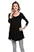 Frumos Womens Tunic 3/4 Sleeve Tunic Top LA-Black 3X-Large