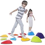 Special Supplies Stepping Stones for Kids Indoor and Outdoor Balance Blocks Promote Coordination, Balance, Strength Child Safe Rubber, Non-Slip Edging (Multi-Color, 12)