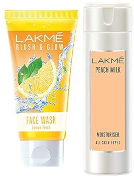 Lakme Blush and Glow Lemon Fresh Facewash, 100g & Lakme Peach Milk Moisturizer Body Lotion 200 ml