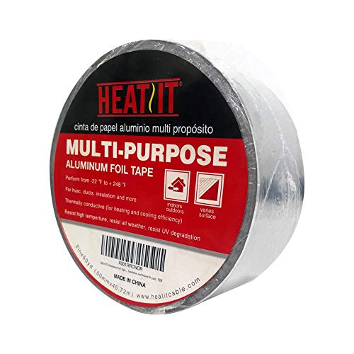 HEATIT aluminum Foil Tape Professional grade-2 inch x 150 feet (50 yards) length Thick 5.3mil (2.4mil foil and 2.9mil backing paper)For HVAC, Ducts, Pipes, Metal repair, Heating Cable application etc - Thumbnail 2