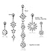 YOVORO 5PCS 14G 316L Stainless Steel Dangle Belly Button Rings for Women Navel Rings Curved Barbell Body Piercing S