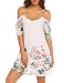 Naggoo Women's Summer Chiffon Floral Printed Cold Shoulder Loose Short Dress