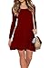 AUSELILY Women's Pockets Casual Swing T-Shirt Dresses (S, 10-Long Sleeve-Wine Red)
