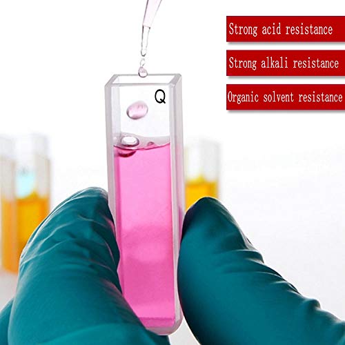 Quartz Cuvette - Spectrophotometer Cuvette - 4 pcs Standard 10mm Path Length - 45 mm Height - 3.5 mL Capacity - 200-2500 nm Wavelength Range Ultraviolet Two-Way Light Cuvette, With Acid-Alkaline Resis