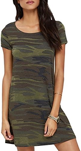 FV RELAY Women's Summer Casual Short Sleeve Camo Print Dresses Stretch Swing Dress for Work