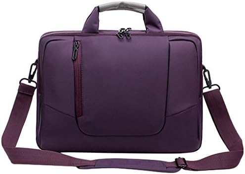 Rawboe Laptop Crossbody Messenger Bag, Soft Nylon, Foam Padded Briefcase, Removable Shoulder Strap for 15.6 Inch Notebooks, Purple