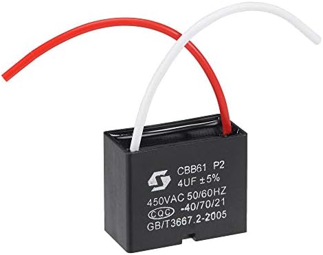 uxcell Ceiling Fan Capacitor CBB61 4uF 450V AC 2 Wires Metallized Polypropylene Film Capacitor 38x31x20mm for Electric Fan Pump Motor Generator: Home Improvement