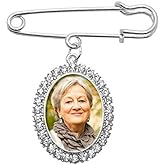 Simple Wedding Bouquet Boutonniere Rhinestone Photo Charm Pin Brooch Gift for Wedding Shower Mother of Bride or Groom