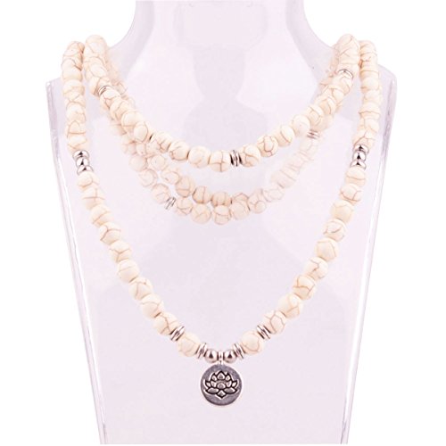GVUSMIL 108 Mala Beads Wrap Bracelet for Yoga Bracelets Mala Beads Bracelet White