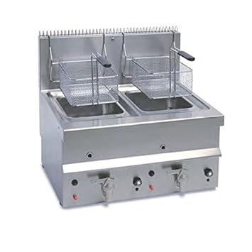 Freidora a gas de banco con mandos Electromecánica 2 senos 10 + 10 Lt.: Amazon.es: Hogar