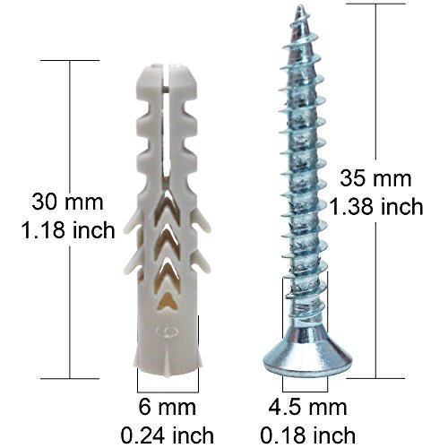 T.K.Excellent Plastic Self Drilling Drywall Ribbed Anchors Solid Materials Drywall Anchor E6 6x30 320 Pcs and Chipboard Screws 4.5X35mm 320 Pcs Box - Thumbnail 2