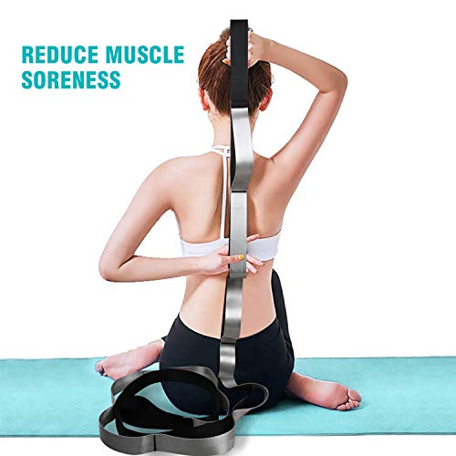 Yoga Strap Fitness Multi-Loop Strap Stretch Band 12 Loops Yoga Stretch Strap Nonelastic Stretch Strap for Physical Therapy, Pilates, Dance and Gymnastics with Carry Bag