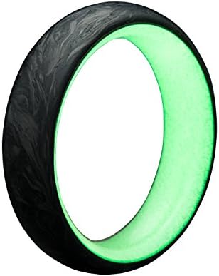 Men’s Carbon Fiber Glow Ring – Lightweight,Handcrafted, Black Band with Luminescent Interior charged with UV Light – (Green Glow, 9.0)