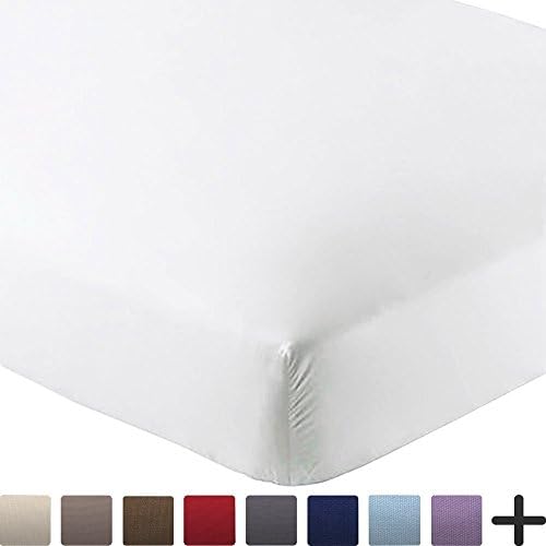 Urban Bed Twin XXL Size Fitted Sheet Only - HIGHEST QUALITY Brushed Microfiber 1800 Bedding - Pieces Sold Separately for Set - (White) Fit Up to 24" inches Deep Pocket Fully Elastic All Around