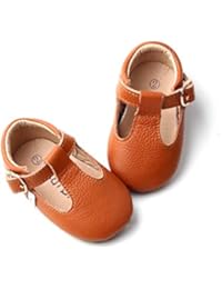 Baby Mary Jane Shoes, Toddler Mary Janes, Baby T-Bar Shoes, Toddler tbar Shoes, Soft-Sole Baby Girl Shoes (4 M US, Brown)