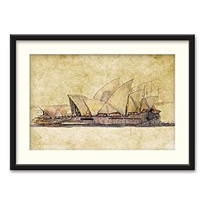 Black Framed Canvas Wall Art Architectural Drawing Home Artwork Decoration for Living Room, Bedroom - 23x31 inches