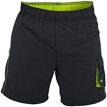 Matereek Men's Solid Color Modern Microfiber Short Swim Trunks Black Medium