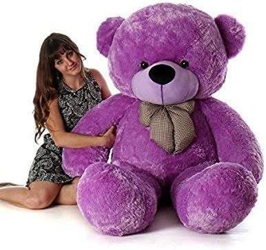EMUTZ Polyester Very Soft Lovable/Huggable Teddy Bear with Neck Bow (3 ft, Purple, X-Large)