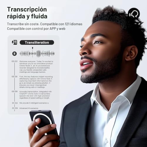 AI Voice Recorder 64GB Memory, AI Voice Recorder Free Transcription and Chatgpt Summary, Support for Real Time Translation in 121 Languages, Support for App and Networks, Wireless Charging