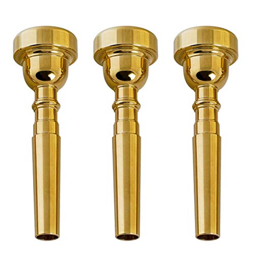 ACCOCO 3C/5C/7C Trumpet Mouthpiece, Copper Material Trumpet Accessories Parts, Gloden Plate(3 Pack) - Thumbnail 7