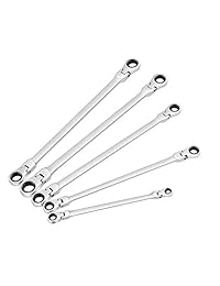 Orion Motor Tech   Juego de 5pcs CR V Combinación extra larga Box End llave de carraca con cabeza flexible   Métricas 8 mm a 19 mm