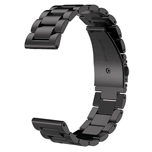 V-MORO Compatible Gear Sport Band/Galaxy Watch 42mm Bands,20mm Metal Black Strap Solid Stainless Steel Business Bracelet Replacement Samsung Gear Sport R600/Galaxy Watch 42mm R810/Gear S2 Classic R732