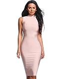 Hego Women's Turtleneck Sleeveless Midi Bandage Bodycon Party Dresses H1302