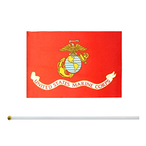 TSMD US Marine Corps Stick Flag 50 Pack Small Mini Handheld United States Military Polyester Flags On Stick,Decorations Supplies for Army Party Events Celebration - Thumbnail 2
