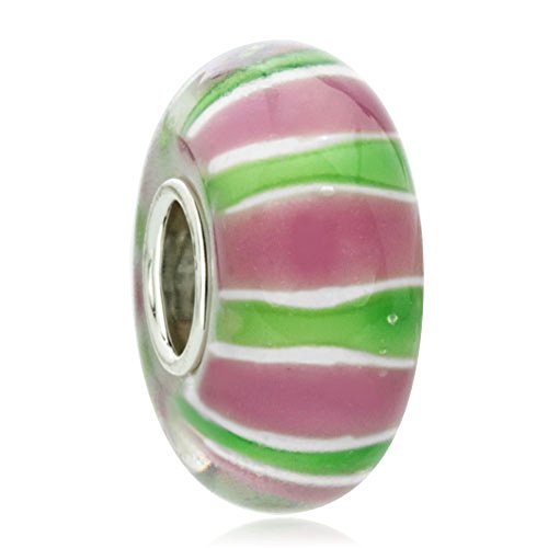 Lovelycharms pink green murano glass 925 sterling silve…