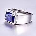 BONLAVIE Sapphire Rings for Men 7ct 8X12mm Rectangle Cut Created Blue Sapphire Rings Mens Siver Rings 925 Sterling Silver Rings for Men with White Cubic Zirconia Wedding Engagement Band Size 10