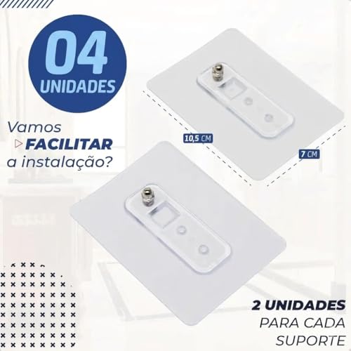 Kit com 2 Suporte de Parede para Banheiro Prateleiras Autoadesivas Preto Organizador para Shampoo e Sabonete Instalação Sem Furos