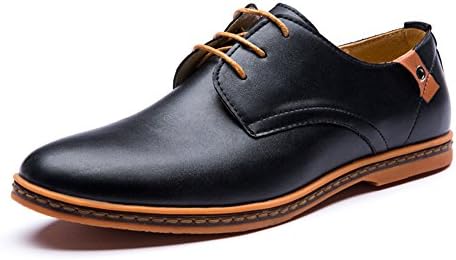 Seakee Men's Leisure Lace-up Flat Oxford Dress Shoes Black US 11.5