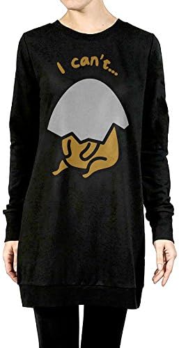 TTT Hooded Five More Minutes Lazy Eggs Gudetama Womens Long Hooded/Sweatshirt Black