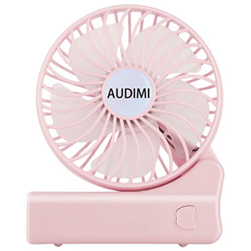 AUDIMI Handheld Fan with Rechargeable Battery Folding Personal Desk Fan Portable Small Operated Electric Fan for Traveling Office Outdoor - Pink