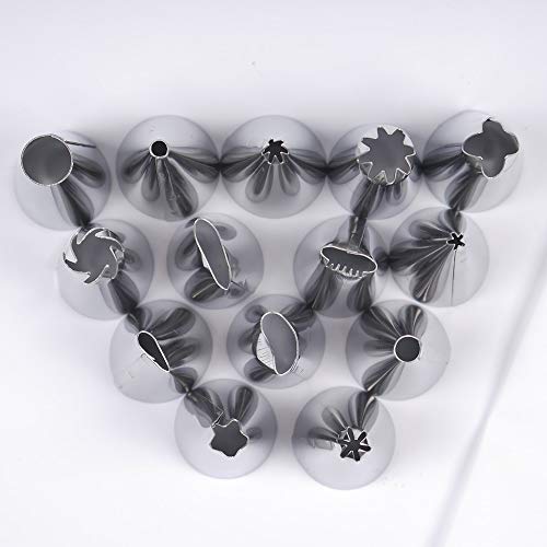 STORE-HOMER - 16PCS/Set Silicone Kitchen Accessories Icing Piping Cream Pastry Bag +14 Stainless Steel Nozzle Set DIY Cake Decorating Tips