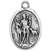Hirten Small Oval Saint Hubert - Pray for Us Silver Oxidized Medal Charm, Pack of 5 Medals