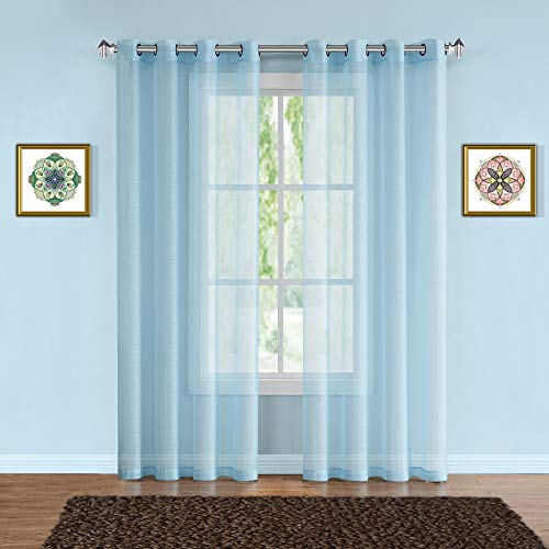 Warm Home Designs Pair of 2 Standard Size 54" (Width) x 84" (Length) Aqua Blue Sheer Window Curtains. 2 Elegant Voile Panel Drapes are 108 Inch Wide Total - K Baby Blue 84" - Thumbnail 4
