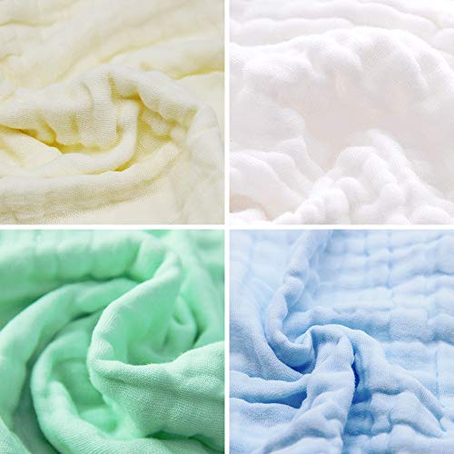 HOPAI Baby Muslin Burp Cloths Muslin Washcloth 4 Pack 6 Layers Large 20" by 10" Baby Burp Cloths of 100% Cotton Extra Absorbent and Soft for Sensitive Skin