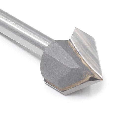 V Groove Router Bit JESTUOUS 90 Degree 1/4 Inch Shank Diameter 3/4 Cutting Diameter Double Flute Carbide Tipped Cutter