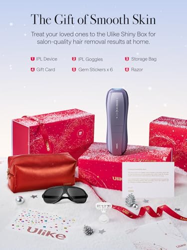 Ulike Laser Hair Removal, Air 10 IPL Hair Removal Device with Ice Cooling, Dual Lights, SHR Mode for Women & Men, Limited Holiday Set With Gem Stickers, Christmas Cards & Storage Bag