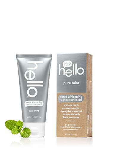 Hello Oral Care Extra Whitening Fluoride Toothpaste, Pure Mint, 4.2 Ounce