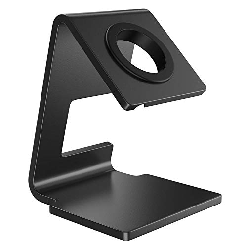 ELV DIRECT Aluminum Stand Holder Charging Station Dock Mount Cradle for iWatch Series SE/ 6/5 / 4/3 / 2/1 / 44mm 42mm 40mm 38mm – Black
