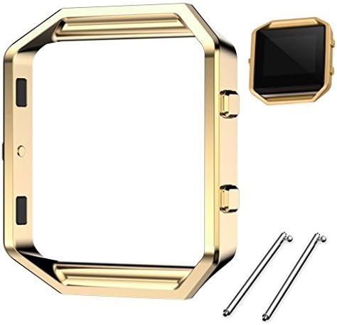 Fitbit Blaze Frame, Aokay Replacement Accessory Stainless Steel Frame Housing for Fitbit Blaze Smart Watch and Fitbit Blaze Special Edition, Gold
