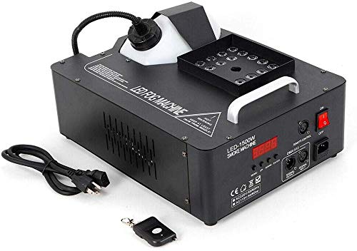 DONNGYZ Fogger Fog Smoke Machine Wireless Remote RGB 3 in 1 24 LED DJ Stage Effect Vertical Spray Fog Smoke Machine Up Spray DMX 1500W 110V Suitable for Stage Concert Wedding Party(US Stock)