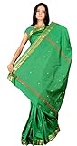 Indian Women's Traditional Art Silk Saree Sari Drape Top Veil fabric Green