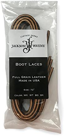 Full Grain Leather Boot Laces 72" Made in USA by Jackson Wayne (Walnut)