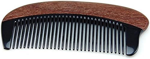 Handmade Natural Buffalo Horn &amp; Red Sandalwood Massage Hair Comb / Beard Comb / Mustache Comb, Anti Static Pocket Horn Comb 5"