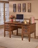 Home Office Storage Desk in Oak Stained Finish